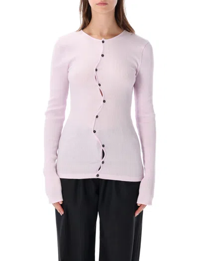 Operasport Ribbed Button-front Cardigan Top In Animal Print