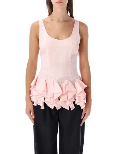 Operasport Ruffled Peplum Sleeveless Top In Pink