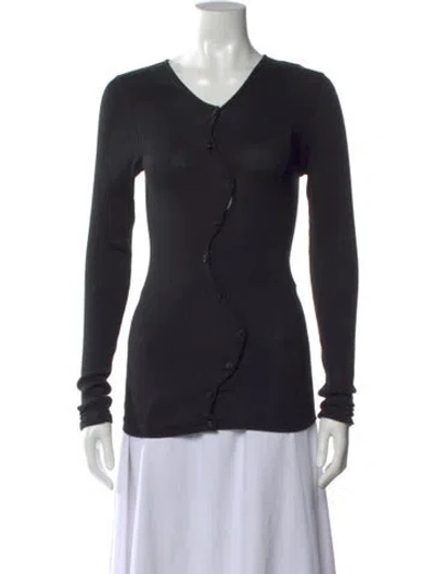 Pre-owned Operasport Silk V-neck Top W/ Tags In Black