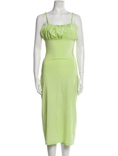 Pre-owned Operasport Square Neckline Midi Length Dress W/ Tags In Yellow