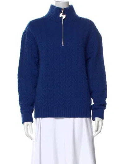 Pre-owned Operasport Wool Mock Neck Sweater In Blue