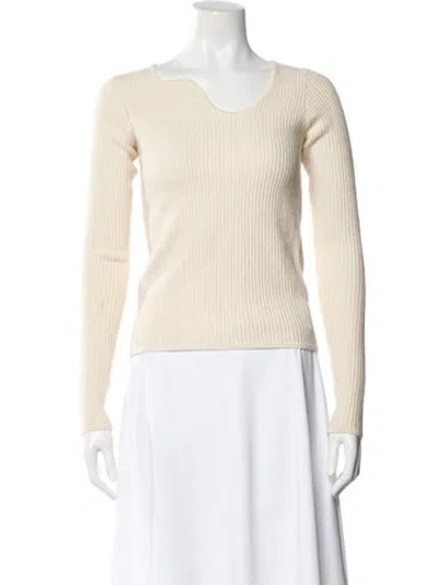 Pre-owned Operasport Wool Scoop Neck Sweater In Neutral