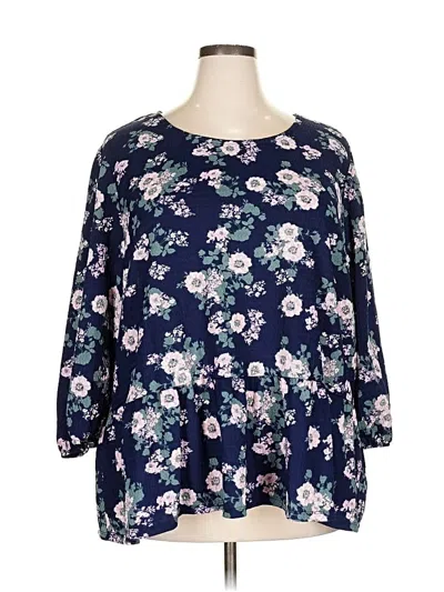 Pre-owned Ophelia Roe 3/4 Sleeve Blouse In Blue