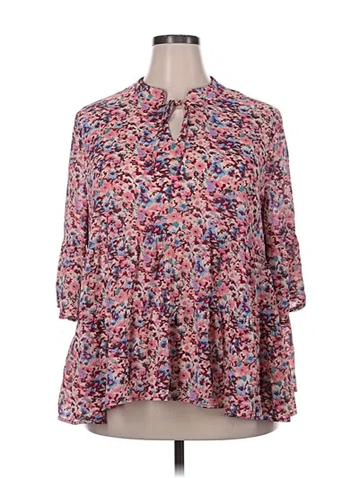 Pre-owned Ophelia Roe 3/4 Sleeve Blouse In Pink