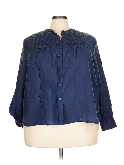 Pre-owned Ophelia Roe 3/4 Sleeve Button Down Shirt In Blue