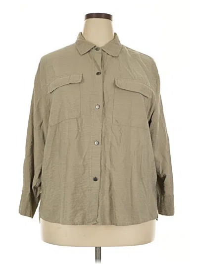 Pre-owned Ophelia Roe 3/4 Sleeve Button Down Shirt In Tan
