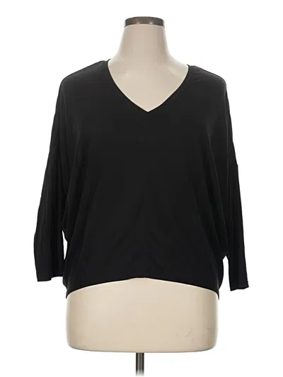 Pre-owned Ophelia Roe 3/4 Sleeve Top Black V-neck Tops