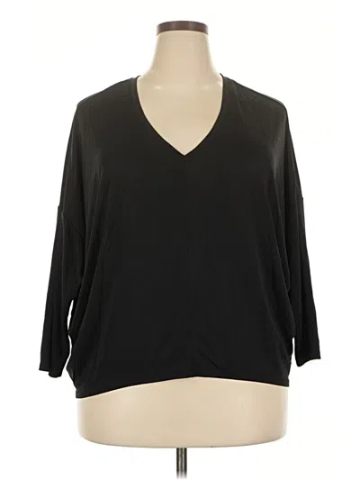 Pre-owned Ophelia Roe 3/4 Sleeve Top Black V-neck Tops