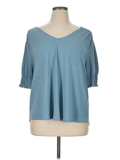 Pre-owned Ophelia Roe 3/4 Sleeve Top Blue Cold Shoulder Neckline Tops