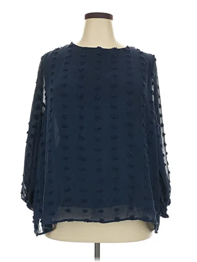Pre-owned Ophelia Roe Long Sleeve Blouse In Blue