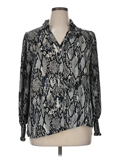 Pre-owned Ophelia Roe Long Sleeve Blouse In Silver