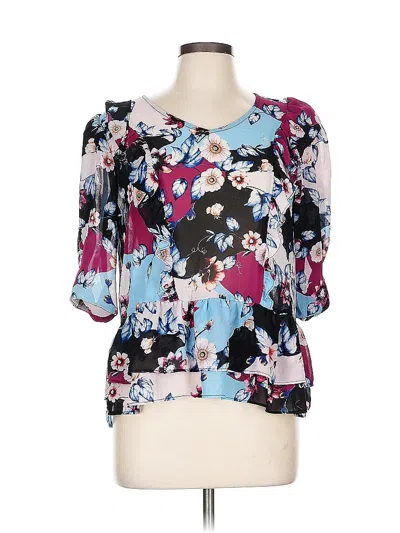 Pre-owned Ophelia Roe Short Sleeve Blouse In Blue