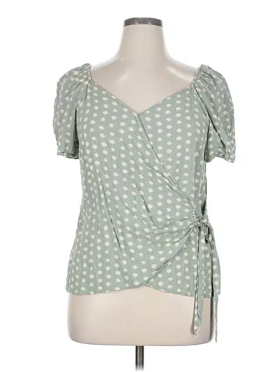 Pre-owned Ophelia Roe Short Sleeve Blouse In Green