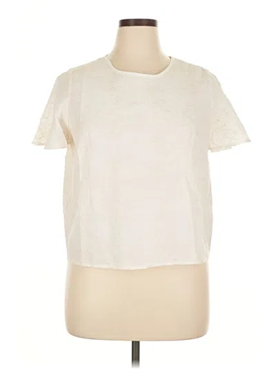Pre-owned Ophelia Roe Short Sleeve Top Ivory Crew Neck Tops In White