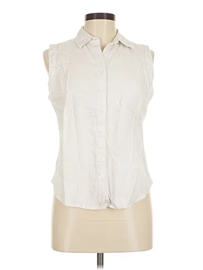 Pre-owned Ophelia Roe Sleeveless Button Down Shirt In White