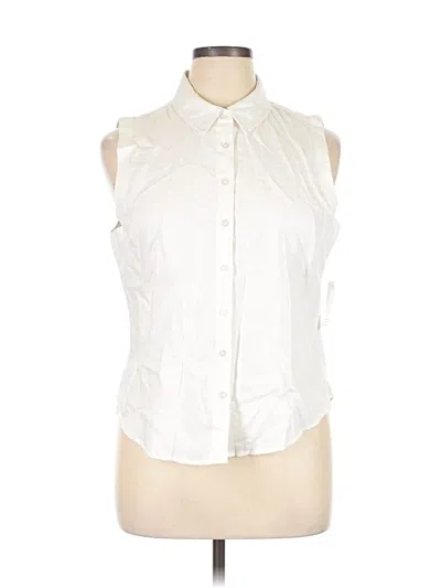Pre-owned Ophelia Roe Sleeveless Button Down Shirt In White