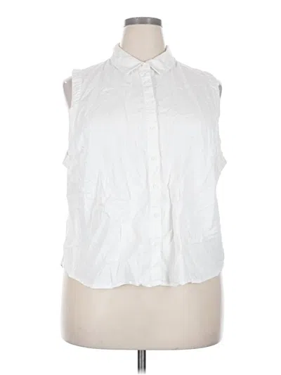 Pre-owned Ophelia Roe Sleeveless Button Down Shirt In White