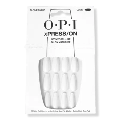 Opi Xpress/on Long Solid Color Press On Nails - Alpine Snow In White