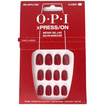 Opi Xpress/on Red Press On Nails Gel-like Salon Manicure - Big Apple Red In White