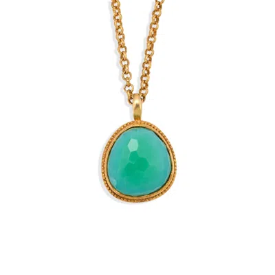 Opium Jewels Women's Blue / Gold Chrysoprase Pendant Necklace In Blue/gold
