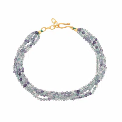 Opium Jewels Women's Blue / Gold Fluorite Multi-strand Thread Bracelet In Blue/gold