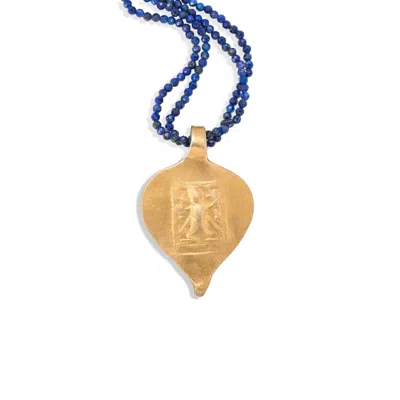 Opium Jewels Women's Blue / Gold Vintage Kali Amulet On Lapis Lazuli Necklace In Blue/gold