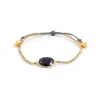 Opium Jewels Women's Blue / Grey / Gold Blue Sapphire Chakra Bracelet With Blue Grey Thread - Third Eye Chakra - 