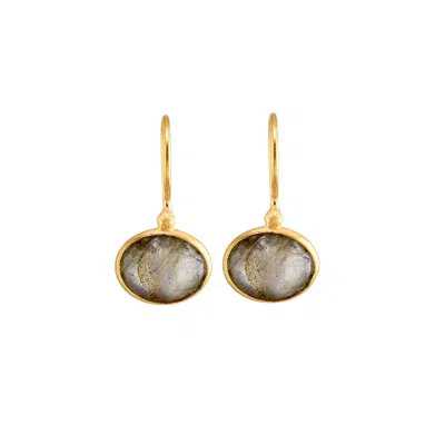 Opium Jewels Women's Blue / Grey / Gold Oval Drops - Labradorite In Multi