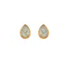 Opium Jewels Women's Blue / Grey / Gold Tiny Teardrop Studs In Labradorite