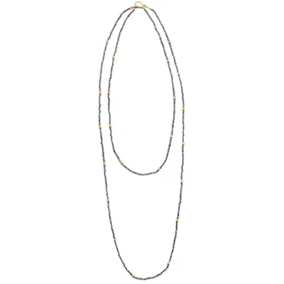 Opium Jewels Women's Gold / Black Long Necklace Strand - Black Spinel In Multi