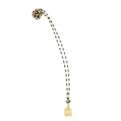 Opium Jewels Women's Gold / Black Vintage Vishnu Feet Mala Necklace In Black Spinel