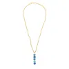 Opium Jewels Women's Gold / Blue Australian Opal Wand Necklace With Woven Thread
