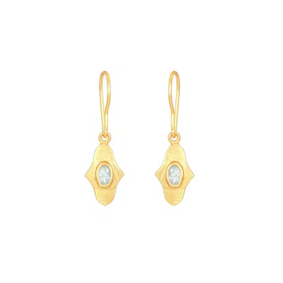 Opium Jewels Women's Gold / Blue Birthstone Hamsa Earrings In Aquamarine - March