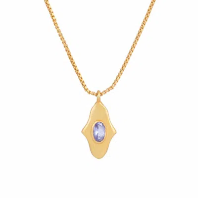Opium Jewels Women's Gold / Blue Birthstone Hamsa Necklace In Tanzanite - December In Multi