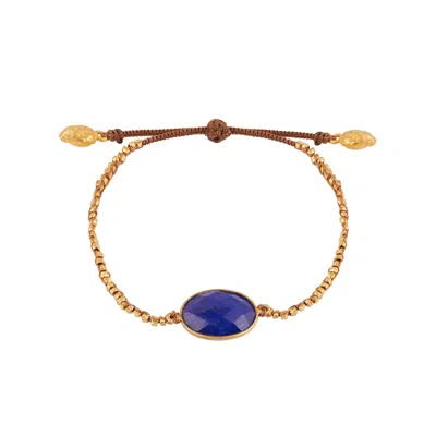 Opium Jewels Women's Gold / Blue / Brown Lapis Lazuli Chakra Bracelet With Third Eye Chakra - Ajna In Multi