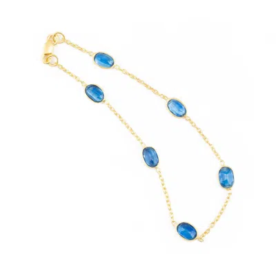 Opium Jewels Women's Gold / Blue Chain Bracelet With Blue Sapphire