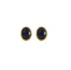 Opium Jewels Women's Gold / Blue Faceted Oval Studs - Blue Sapphires