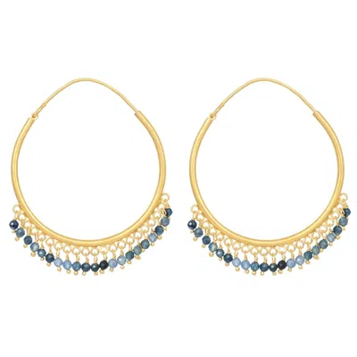 Opium Jewels Women's Gold / Blue Large Cascade Hoops - Blue Sapphires In Gold/blue
