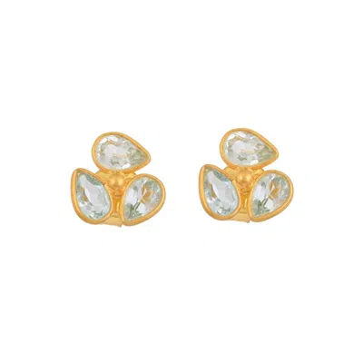 Opium Jewels Women's Gold / Blue Lotus Studs - Blue Topaz