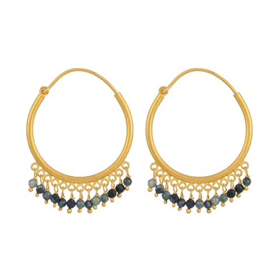 Opium Jewels Women's Gold / Blue Medium Cascade Hoops - Blue Sapphire In Multi