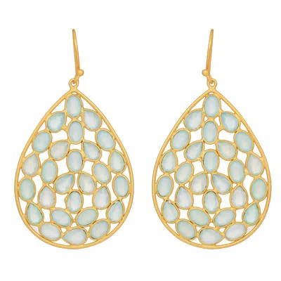 Opium Jewels Women's Gold / Blue Monsoon Jali Drops - Aqua Chalcedony In Multi