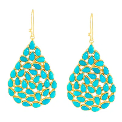 Opium Jewels Women's Gold / Blue Mosaic Jali Drops - Arizona Turquoise In Multi