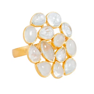 Opium Jewels Women's Gold / Blue Red Carpet Cocktail Ring - Cabochon Aquamarine In Multi