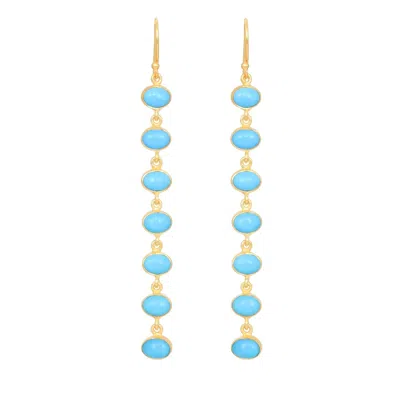 Opium Jewels Women's Gold / Blue Seven Tier Oval Drops - Arizona Turquoise In Gold/blue