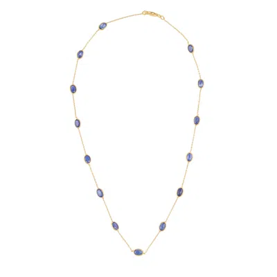 Opium Jewels Women's Gold / Blue Short Chain Necklace - Blue Sapphire