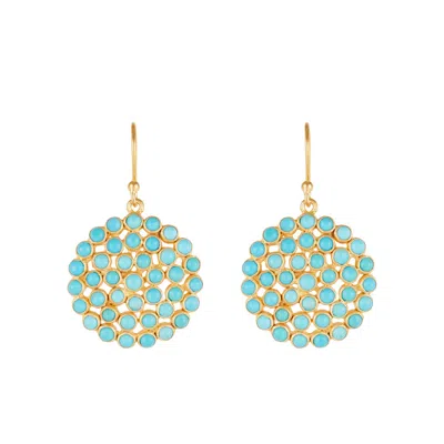Opium Jewels Women's Gold / Blue Starburst Drops - Arizona Turquoise
