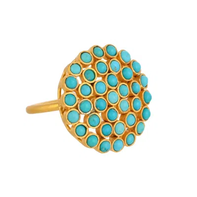 Opium Jewels Women's Gold / Blue Starburst Ring - Arizona Turquoise