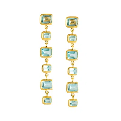Opium Jewels Women's Gold / Blue Sundar Stud Drops - Blue Topaz In Multi