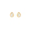 Opium Jewels Women's Gold / Blue Tiny Teardrop Studs In Blue Topaz