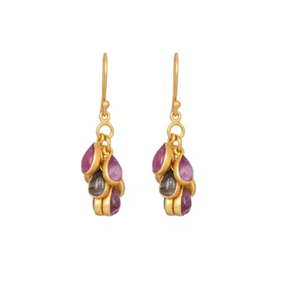 Opium Jewels Women's Gold Cabochon Tourmaline Droplet Earrings